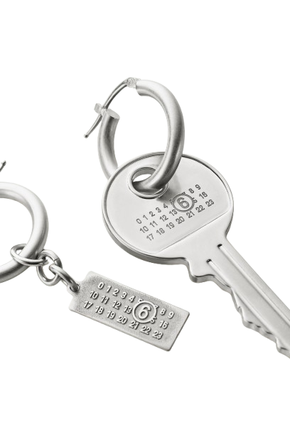 tag and key earrings unisex silver colored - MM6 MAISON